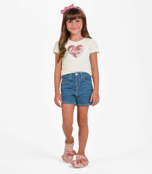 Conjunto Menina Infantil Blusa com Shorts Trick Bege