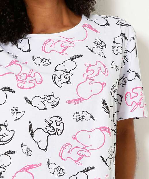 Pijama Feminino Estampado Manga Curta Snoopy 