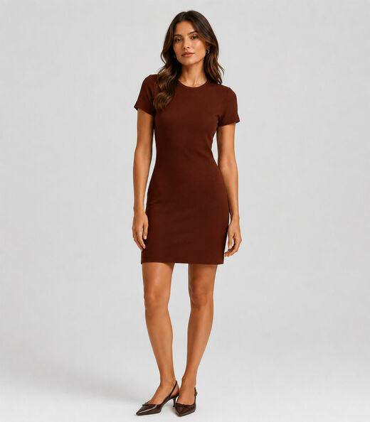 Vestido Feminino Em Tecido Henera Infinita Cor Marrom
