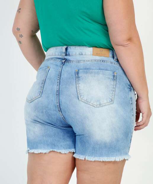 Short Plus Size Feminino Jeans Destroyed