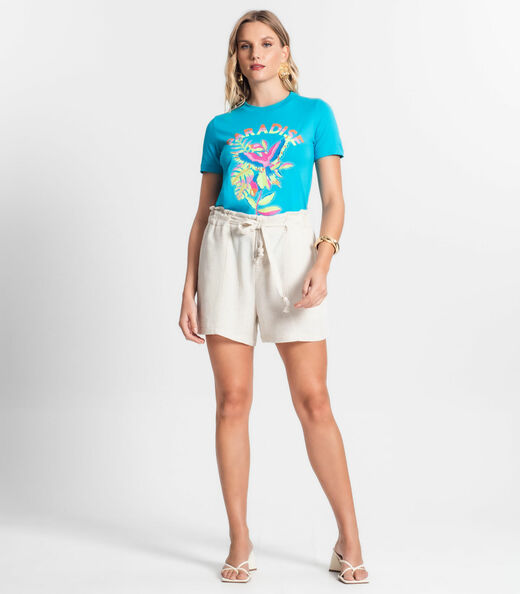 T-shirt De Viscose Creponada Feminina Endless Azul