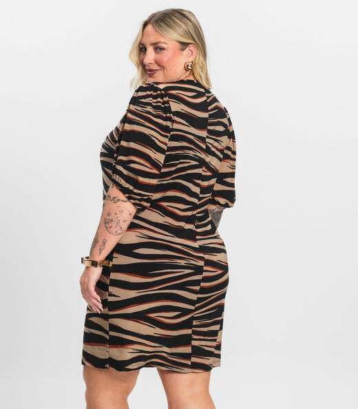 Vestido Malha Fria Plus Infinita Cor Marrom