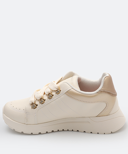 Tênis Feminino Casual Recorte Ramarim Bege