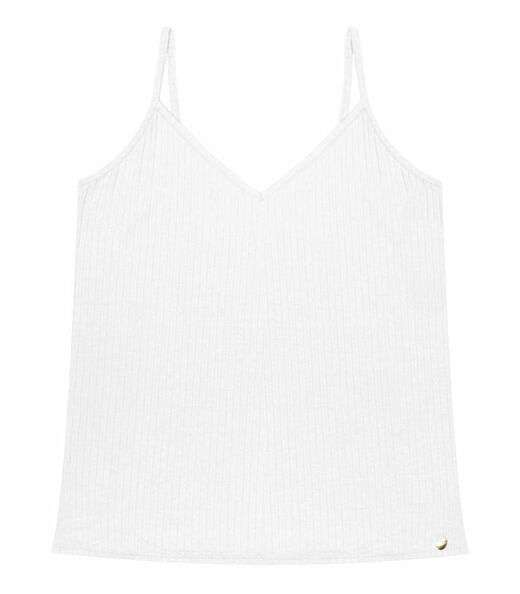Blusa De Alça Feminina Ribana Canelada Rovitex Branco