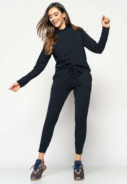 Conjunto  Comfy Com Casaco Capuz e Jogger Moletinho Preto Salvatore Fashion
