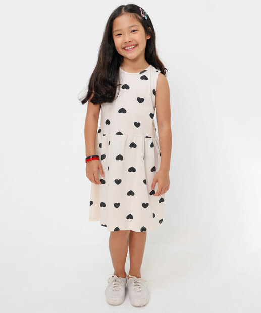 Vestido Infantil Coração Marisa Tam 4 a 10 Bege