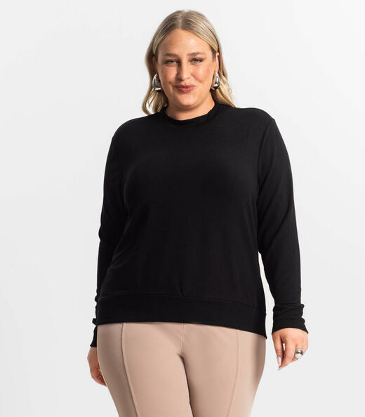 Image_Blusão Feminino Plus Size Manga Longa Secret Glam Preto