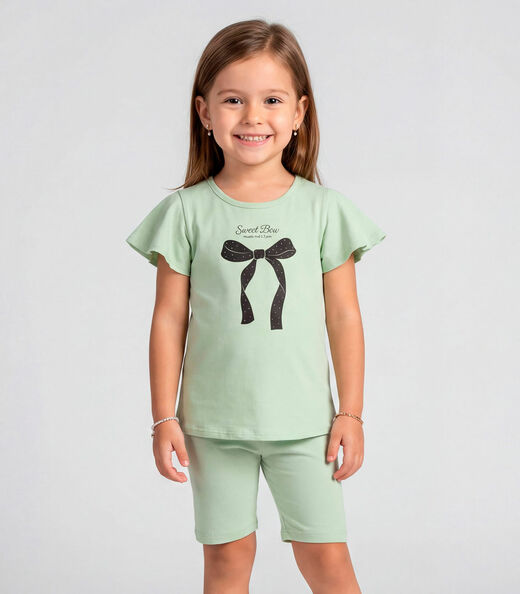 Conjunto Infantil Feminino Blusa E Ciclista Select Verde