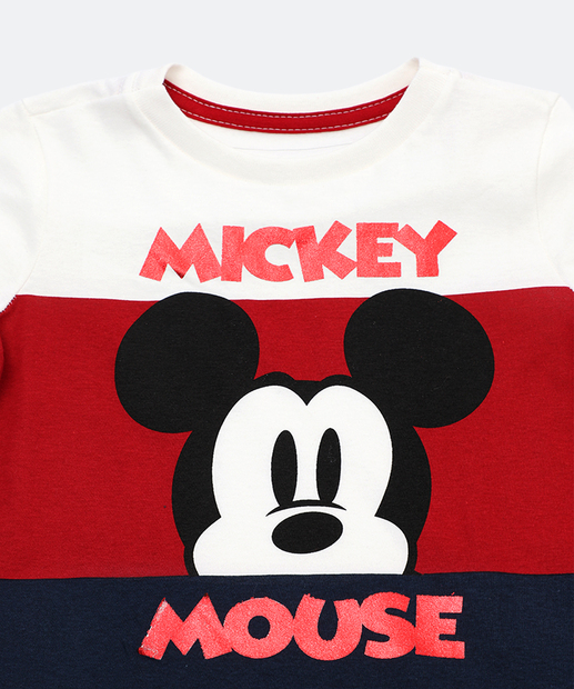 Camiseta Infantil Mickey Disney Tam 1 a 3 Off White