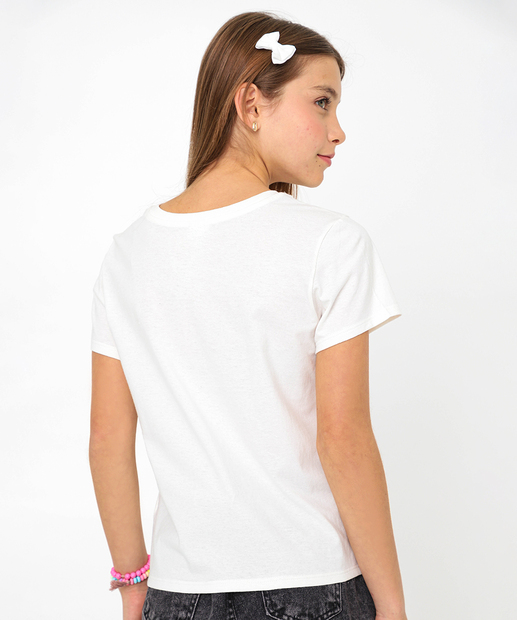 Camiseta Juvenil Estampa Com Brilho Marisa Tam 10 a 16 Branco