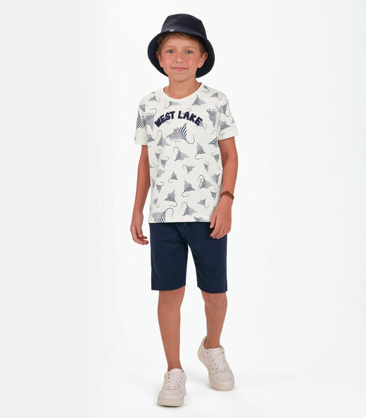 Conjuto Menino Trick Nick Camiseta Com Bermuda Bege