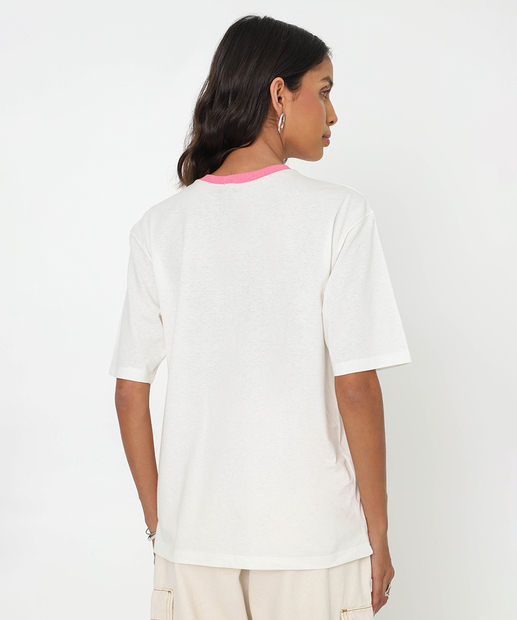 Camiseta Feminina Oversized Estampada Marisa Off White
