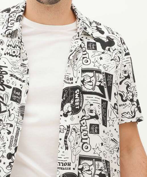 Camisa Masculina Manga Curta Estampa Mickey Disney