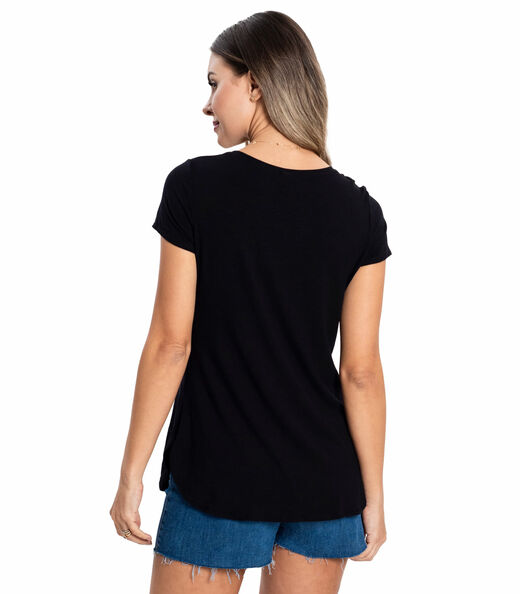Blusa Feminina Andorra Flamê Básica Rovitex Preto