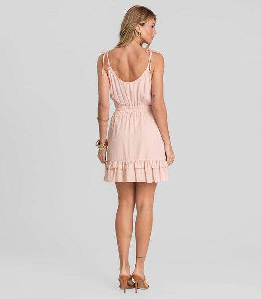 Vestido Curto Feminino De Alça Em Viscose Dianna Marrom