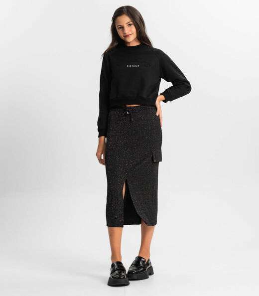 Blusão Juvenil Feminino Em Moletom Minty Preto