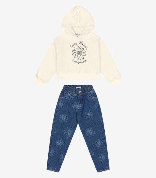 Conjunto Blusão Com Calça Jeans Trick Nick Bege