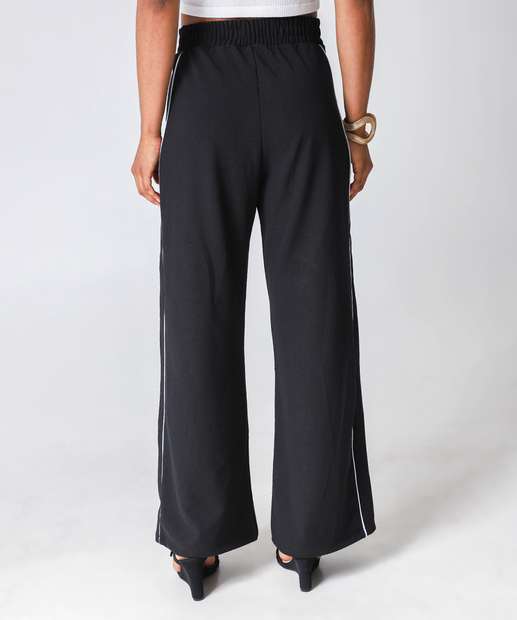 Calça Feminina Crepe Pantalona Friso Marisa Preto