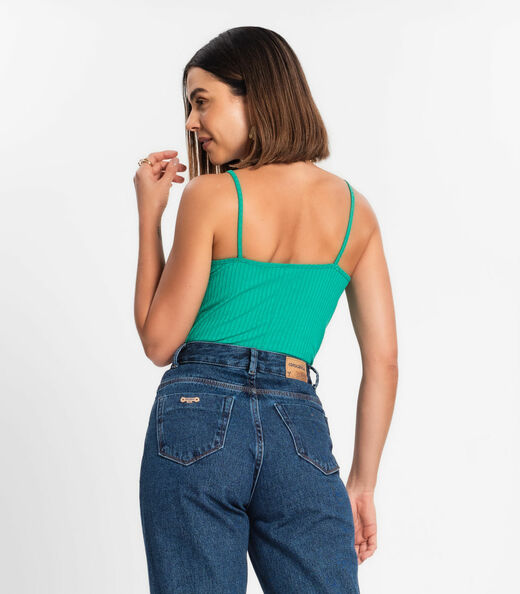 Blusa De Alça Feminina Ribana Canelada Rovitex Verde