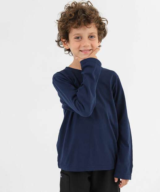 Image_Camiseta Infantil Manga Longa Básica Marisa Tam 4 a 10 Azul