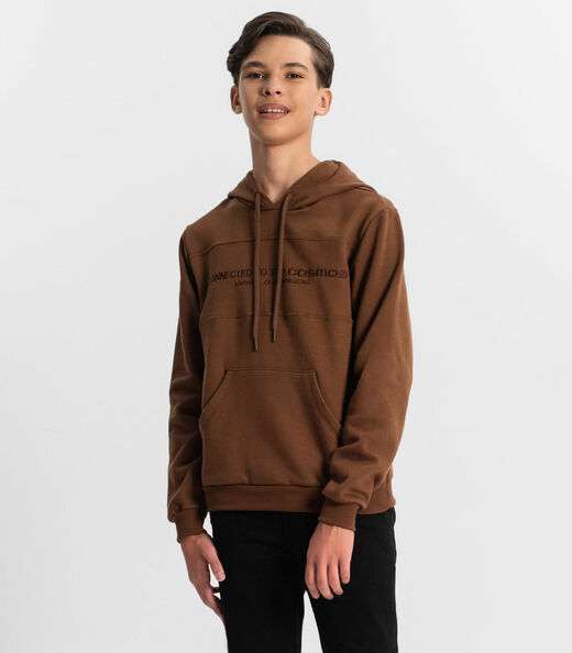 Blusão Juvenil Masculino Com Capuz Minty Marrom