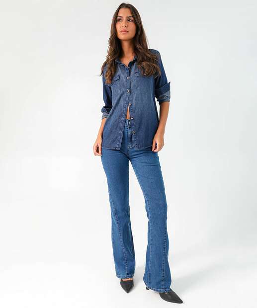 Image_Calça Feminina Jeans Flare Cintura Alta Sawary Azul