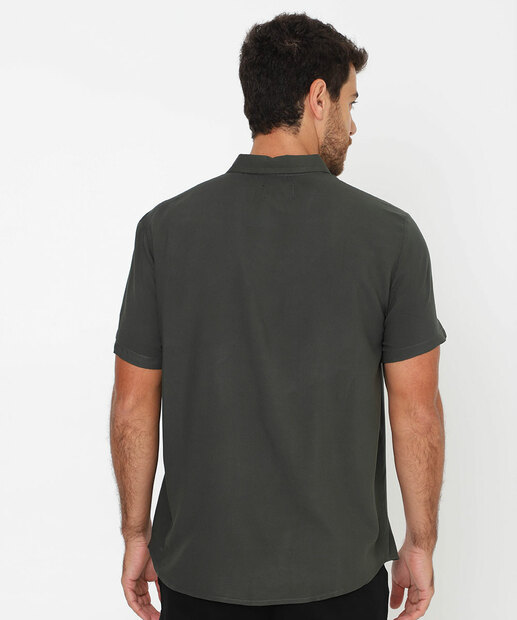 Camisa Masculina Manga Curta com Botões Marisa Verde