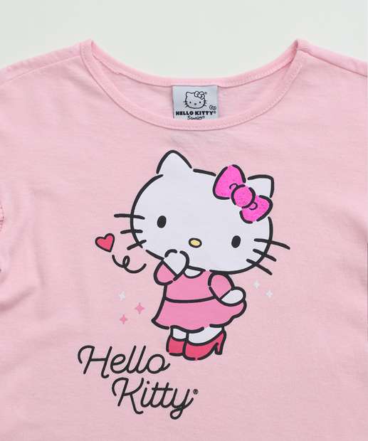 Blusa Infantil Hello Kitty Sanrio Tam 4 a 10 Rosa