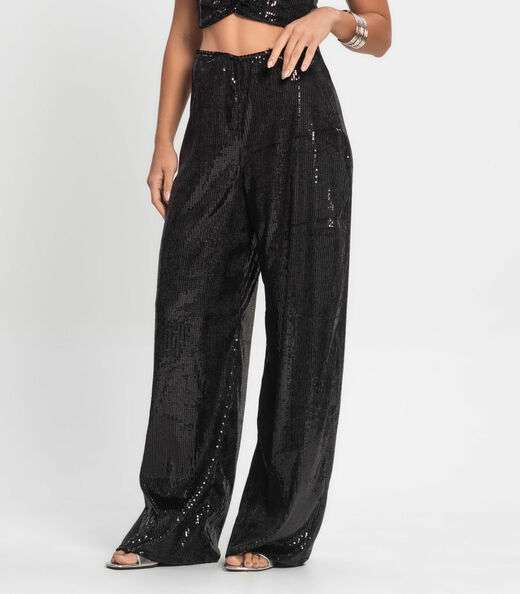 Calça De Paetê Feminina Endless Preto