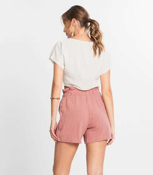 Shorts Feminino Linho Select Rosa