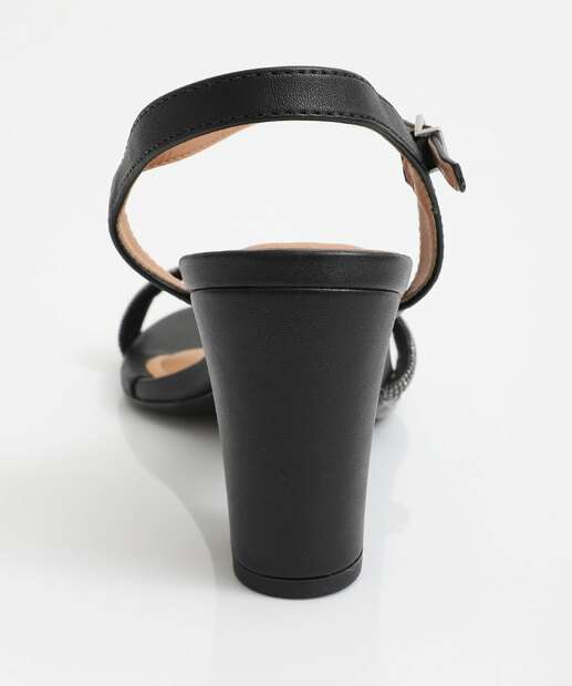 Sandália Feminina Salto Grosso Strass Vizzano Preto