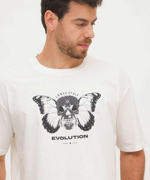 Camiseta Masculina Estampa Borboleta Manga Curta MR