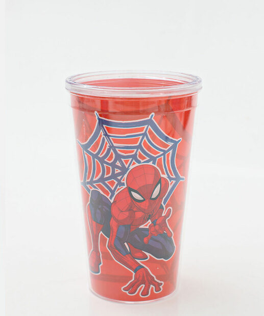 Copo Canudo Homem Aranha 450ML Vermelho