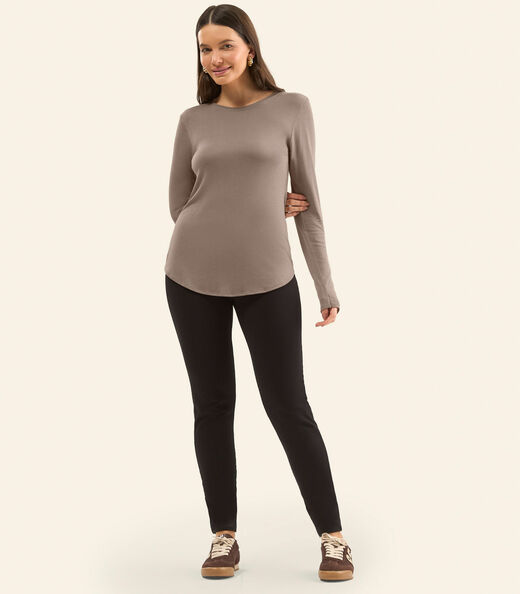 Blusa Feminina Manga Longa Visco Tricot Rovitex Marrom