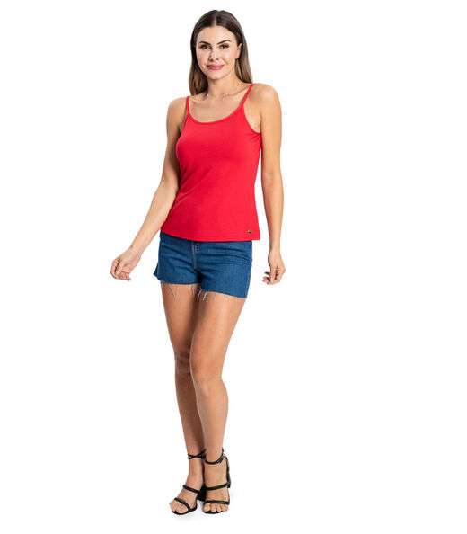 Blusa de Alça Feminina Viscotorcion Básica Rovitex Vermelho
