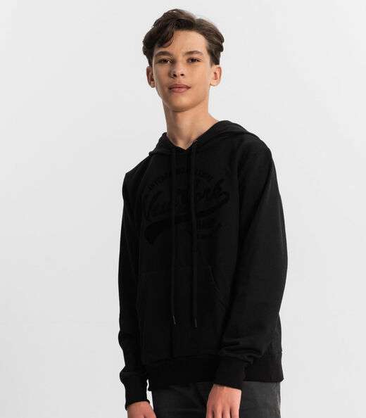 Moletom Juvenil Menino Com Capuz Minty Preto