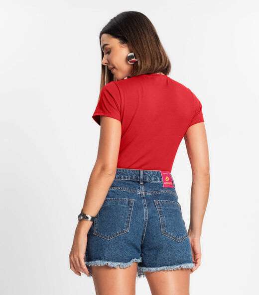 Blusa Feminina Cotton Leve Básica Rovitex Vermelho