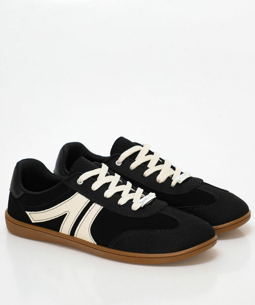 Tênis Casual Feminino Recorte Moleca Preto