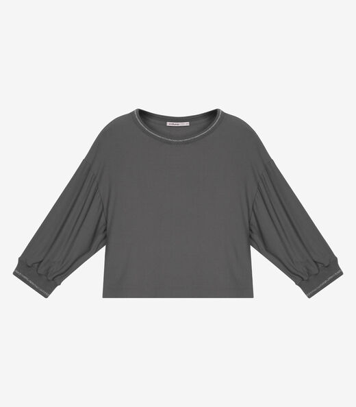 Blusa Feminina Ampla Manga 3/4 Viscose Endless Cinza