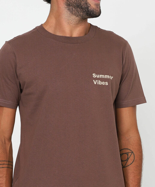 Camiseta Masculina Manga Curta Marisa Marrom