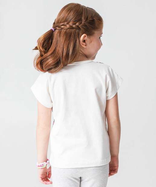 Camiseta Infantil Hello Kitty Tam 4 a 10 Off White