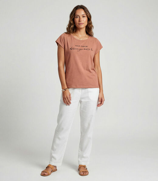 Blusa Feminina Meia Malha Com Estampa Infinita Cor Marrom