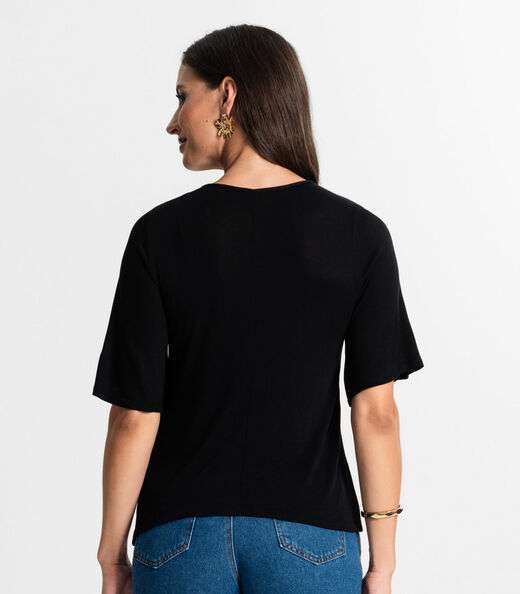 Blusa Feminina Manga Curta Rovitex Preto