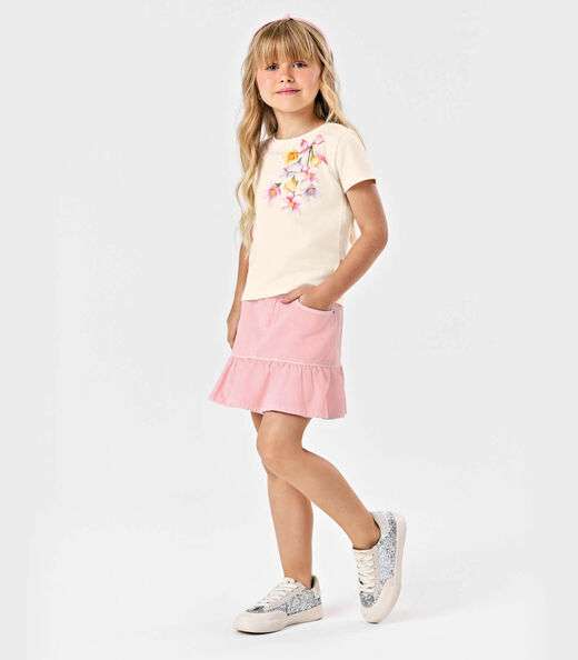 Conjunto Blusa Com Saia Feminina Trick Nick Bege