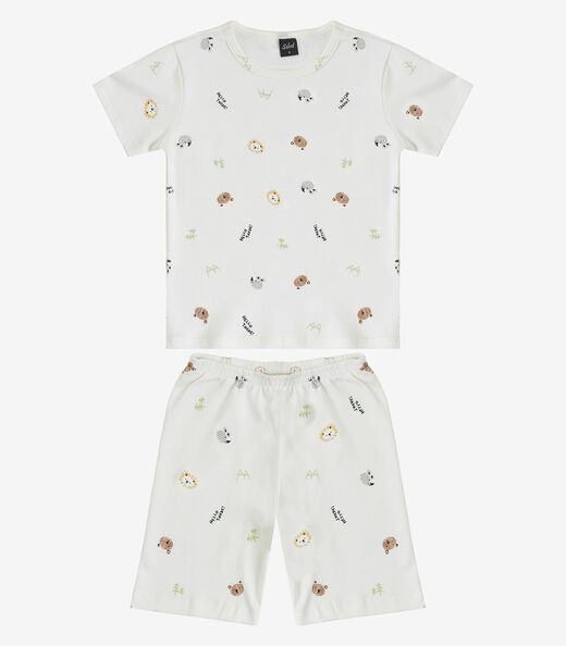 Pijama Infantil Camiseta E Bermuda Select Bege