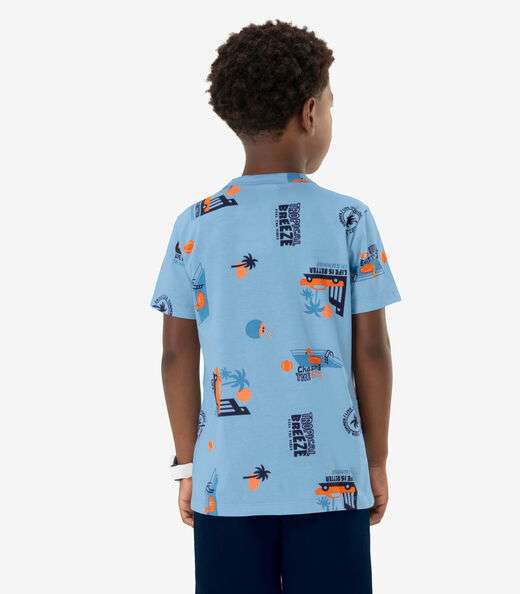 Camiseta Infantil Masculina Estampada Rovi Kids Azul