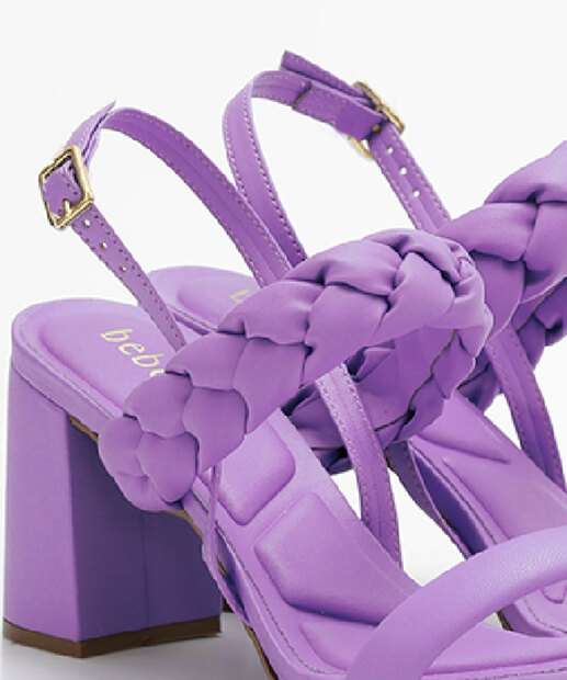 Sandália Salto Grosso Feminina Trançada Bebecê