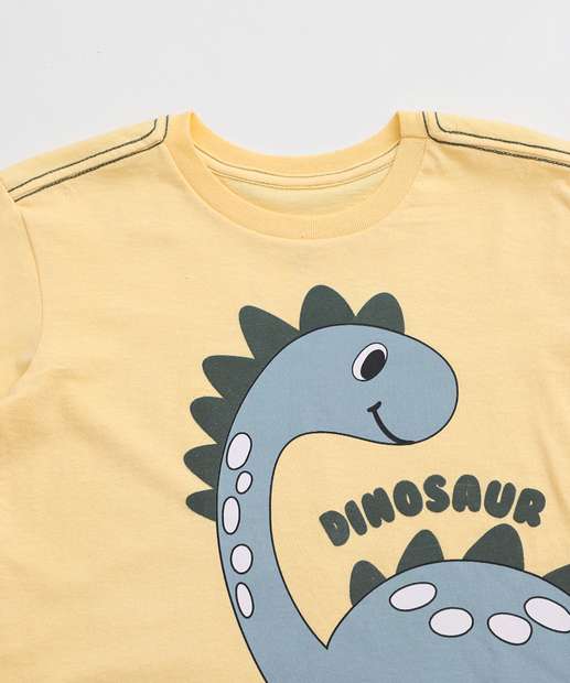 Camiseta Infantil Dinossauro Interativo MR Tam 1 a 3 Amarelo