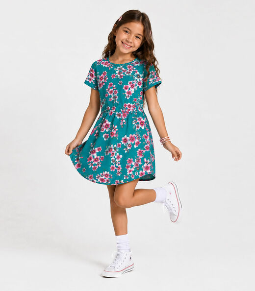 Vestido Curto Infantil Estampado Select Verde