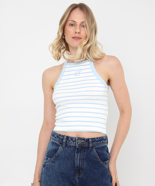 Image_Blusa Regata Feminina Canelada Listrada Hello Kitty Azul